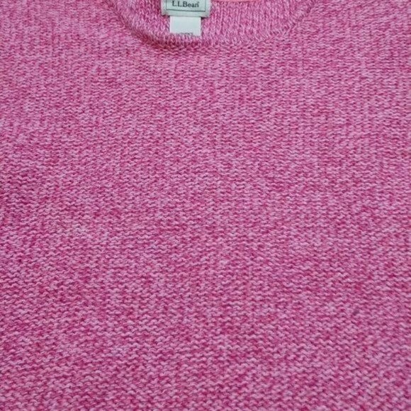 LL Bean M knit pink sweater pullover crewneck cotton - Picture 3 of 3